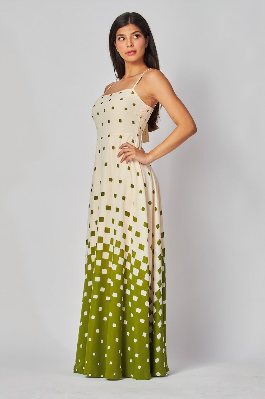 Mae Green Spotted Maxi Dress