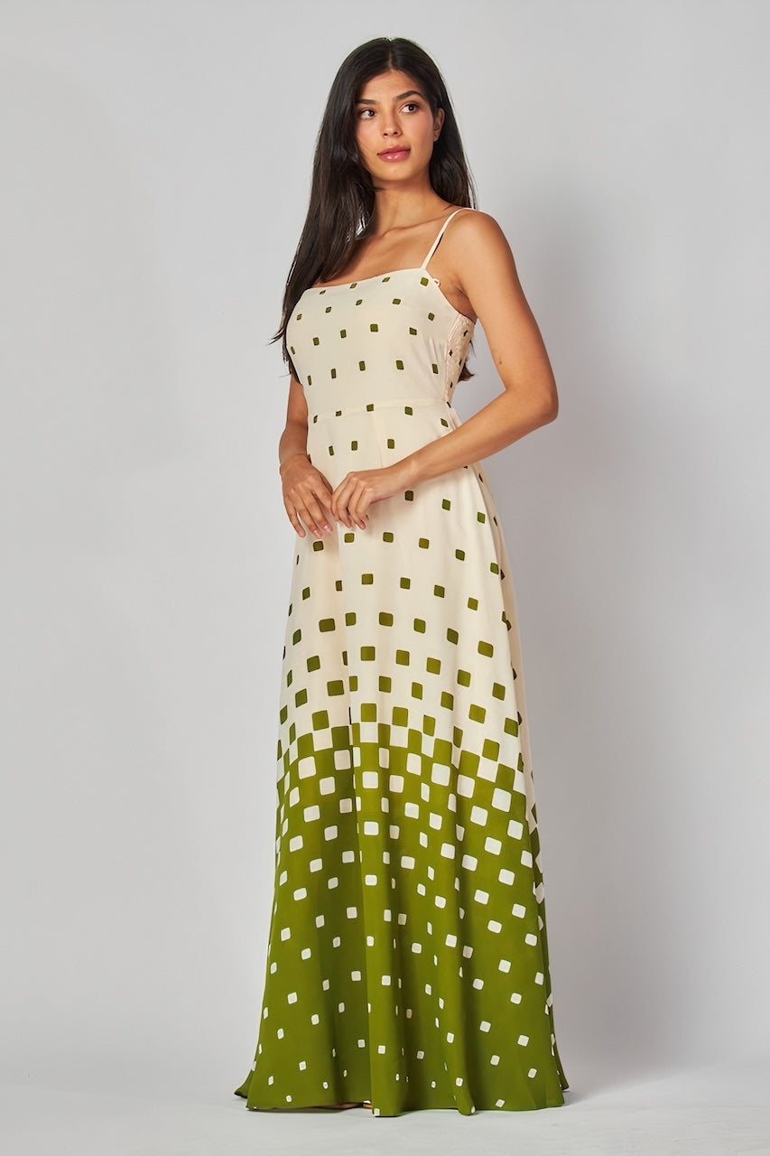 Mae Green Spotted Maxi Dress