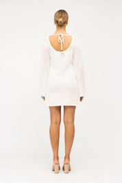 White Crochet Mini Dress