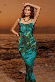 Camille Midi Cabana Green Maxi Dress