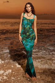 Camille Midi Cabana Green Maxi Dress