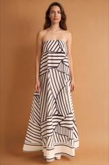Bandeau Strapless Printed Dress