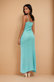 Summer Aqua Knit Maxi Dress