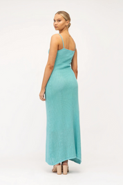 Summer Aqua Knit Maxi Dress
