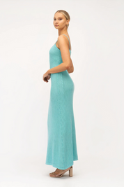 Summer Aqua Knit Maxi Dress