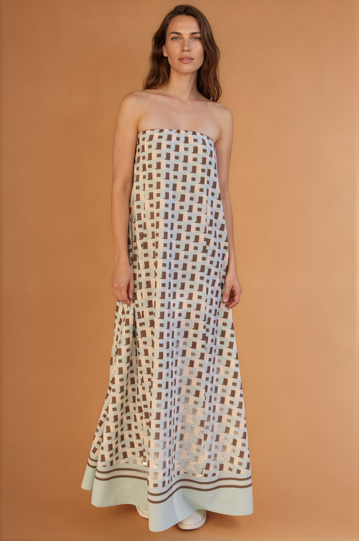 Bandeau Strapless Printed Dress