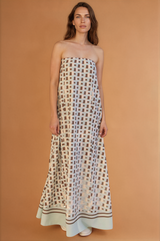 Bandeau Strapless Printed Dress