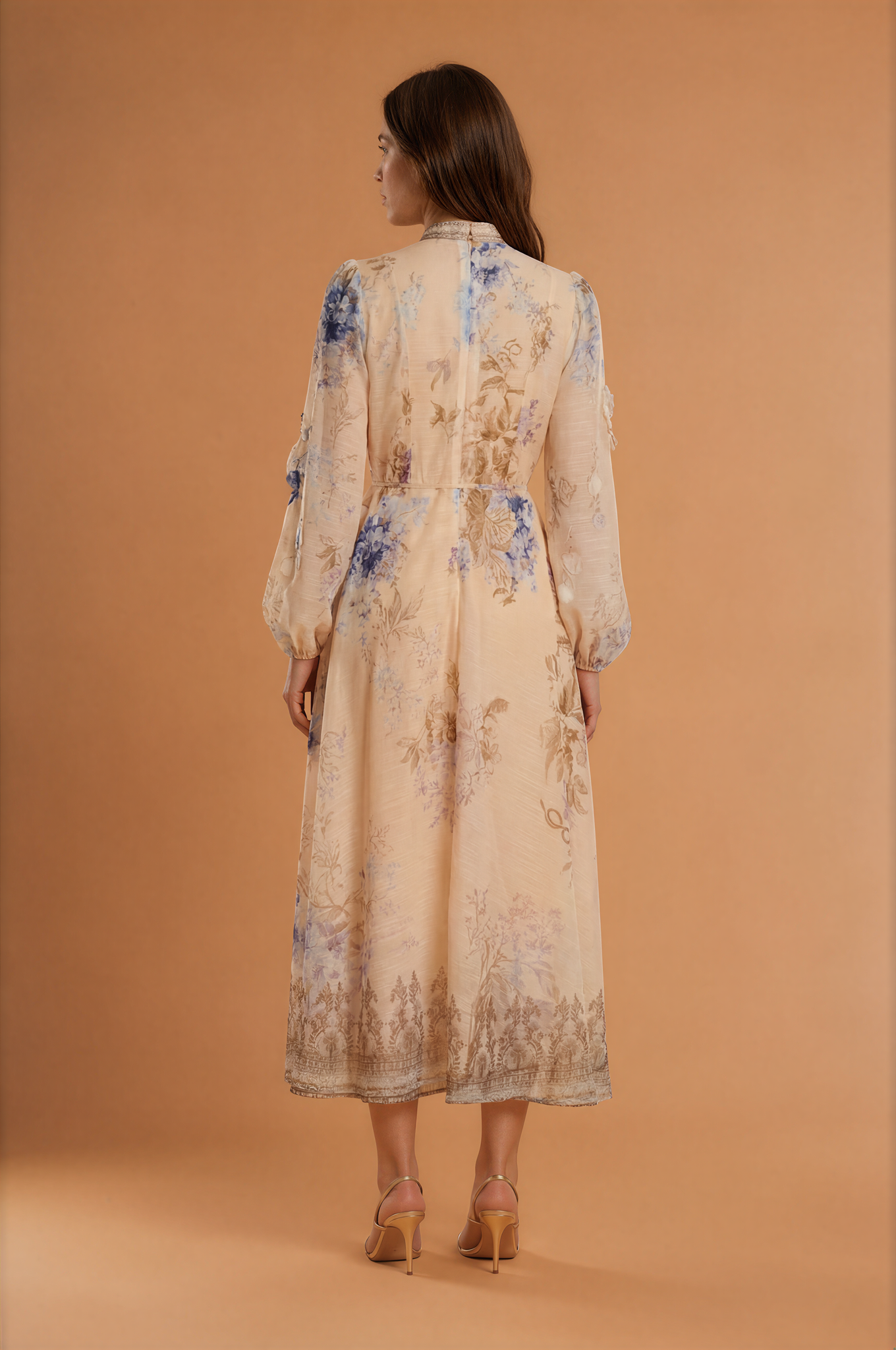 Long Sleeve Printed Button Down Dress