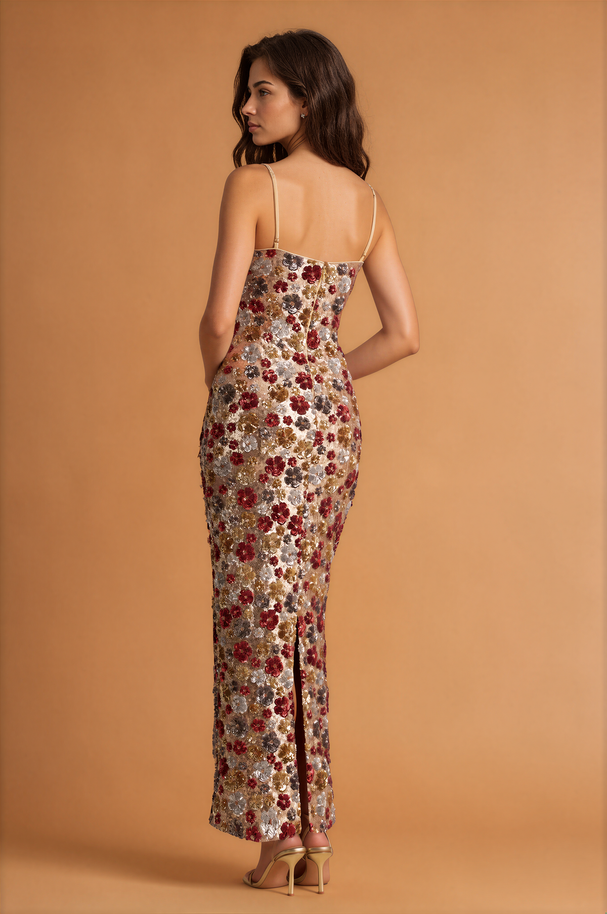 Sequined Sheath Dress Party Holiday Split Dress