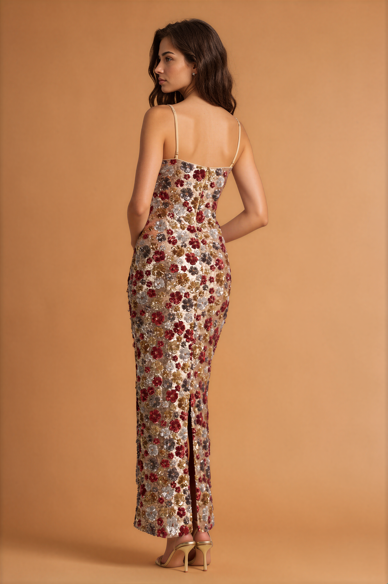 Sequined Sheath Dress Party Holiday Split Dress