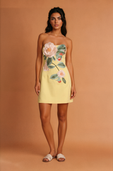 Three Dimensional Floral Sleeveless Tube Dress