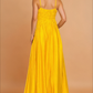 Britney Mustard Ruched Maxi Dress