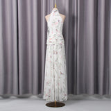 Floral Printed Ribbon Maxi Dress