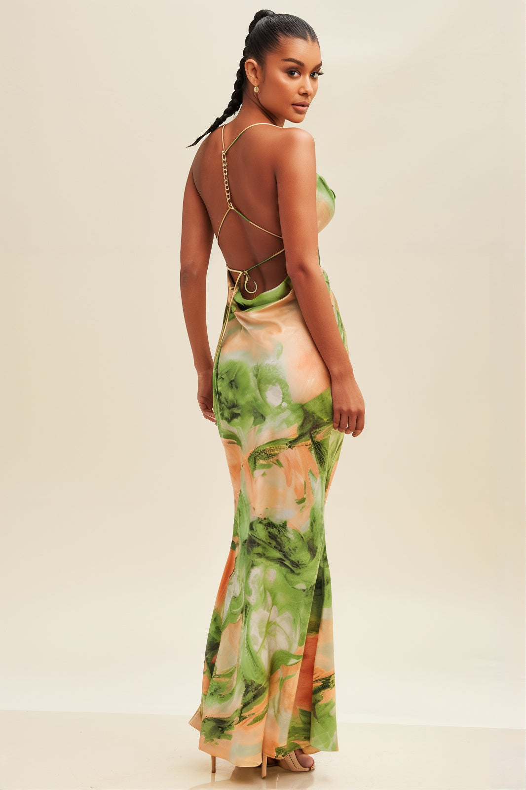 Hannah Sunset Olive Maxi Dress
