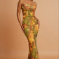 Olive Multi Print Maxi Dress