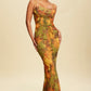 Olive Multi Print Maxi Dress