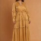 Elara Cinched Multi Layer Pleated Maxi Dress