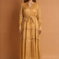Elara Cinched Multi Layer Pleated Maxi Dress