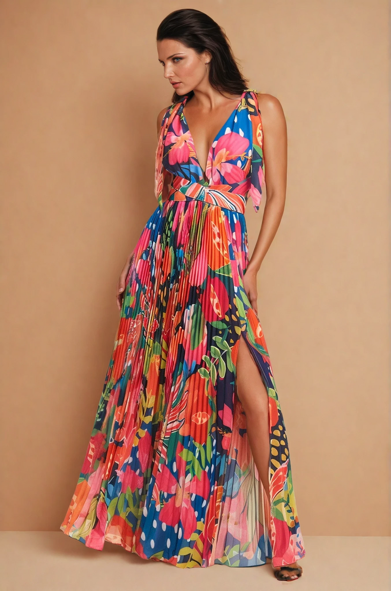 Adri Tropics Pleated Maxi