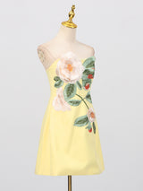 Three Dimensional Floral Sleeveless Tube Dress