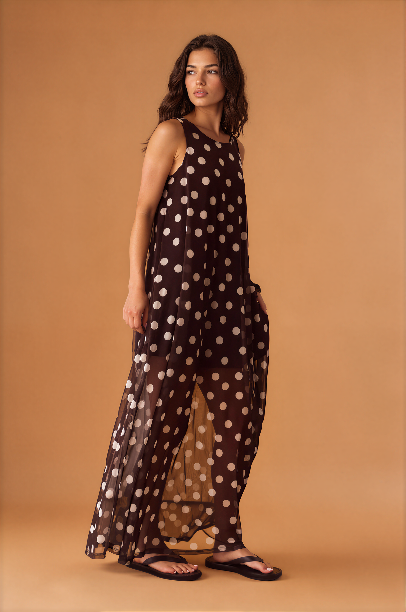 Mesh Polka Dot Maxi Dress