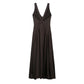 Chocolate Silk Satin Texture Maxi Dress