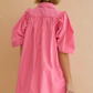 Stevie Puff Sleeve Shirt Dress - Pink