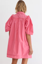 Stevie Puff Sleeve Shirt Dress - Pink