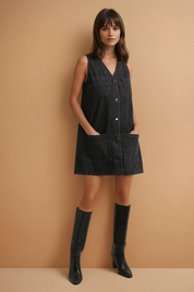 Gabby Black Denim Dress