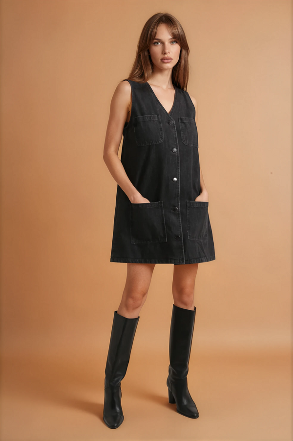 Gabby Black Denim Dress