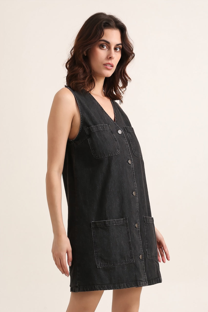 Gabby Black Denim Dress