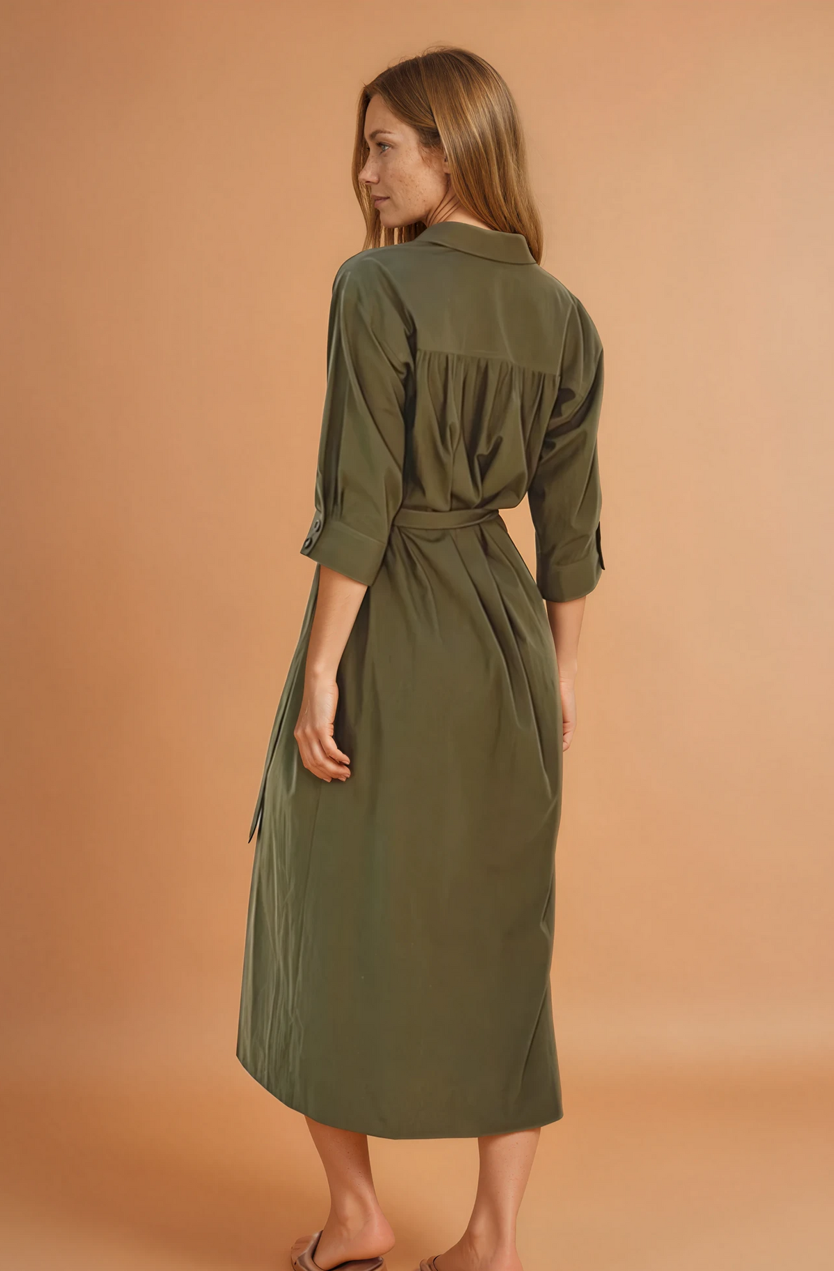 Olive Buckle Midi