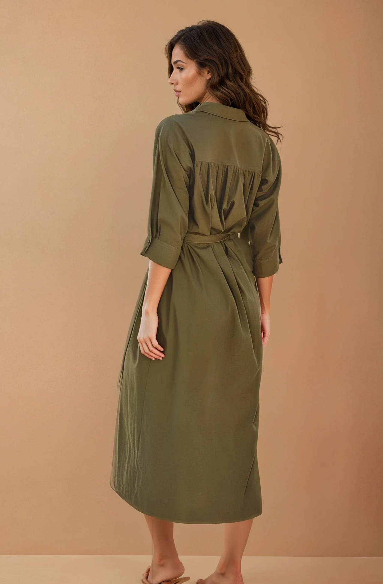 Olive Buckle Midi