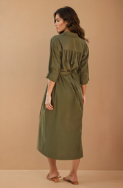 Olive Buckle Midi