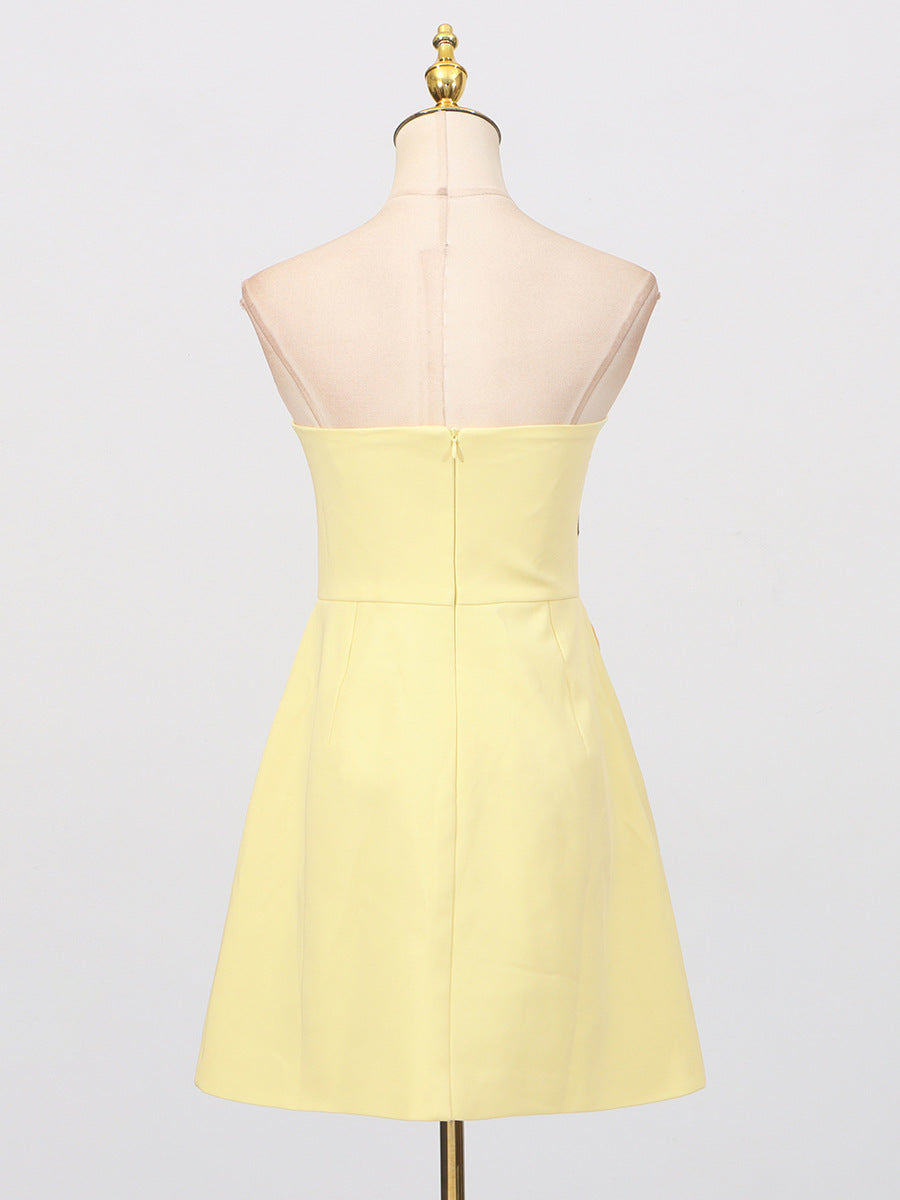 Three Dimensional Floral Sleeveless Tube Dress