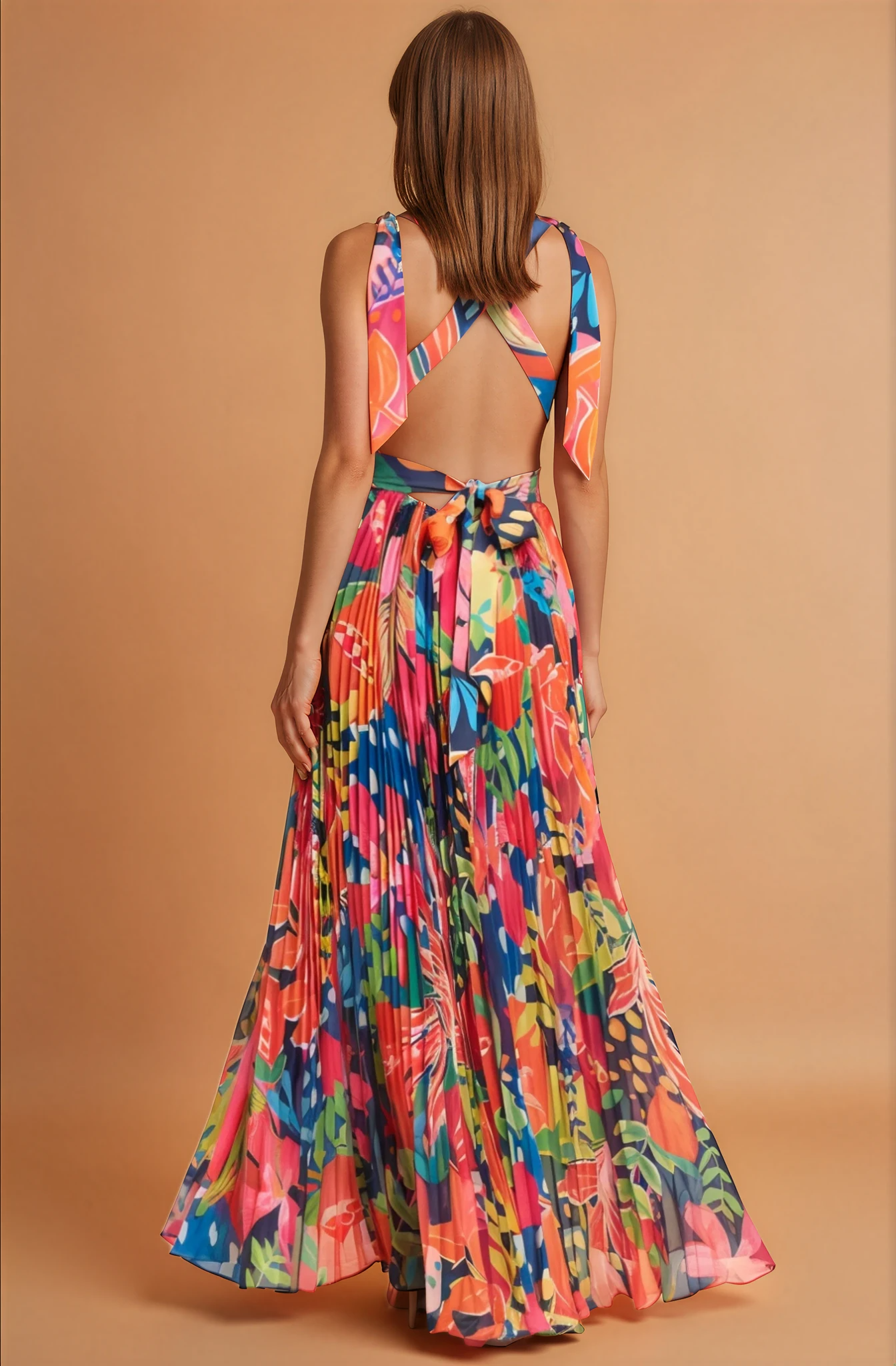 Adri Tropics Pleated Maxi