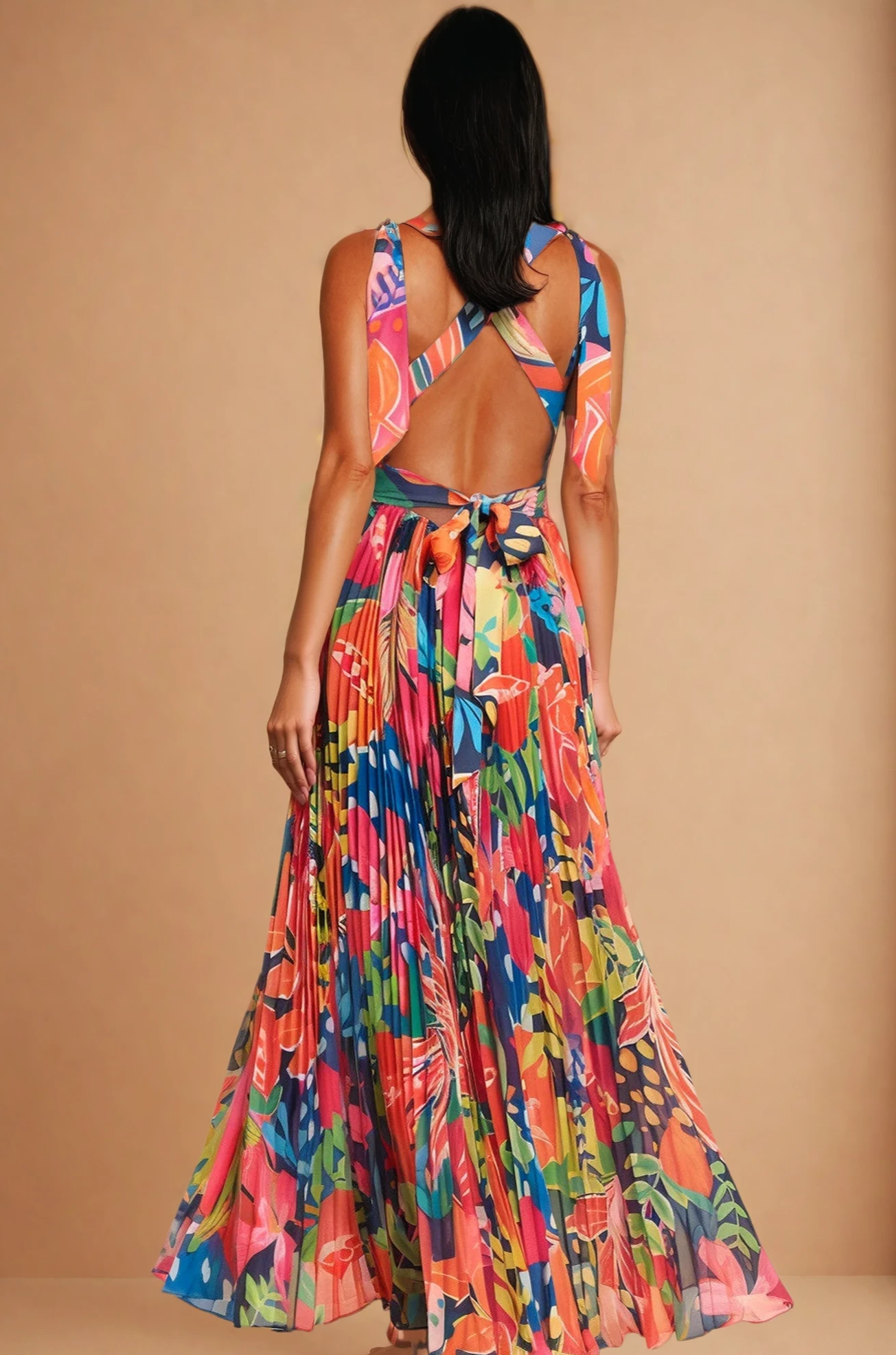 Adri Tropics Pleated Maxi