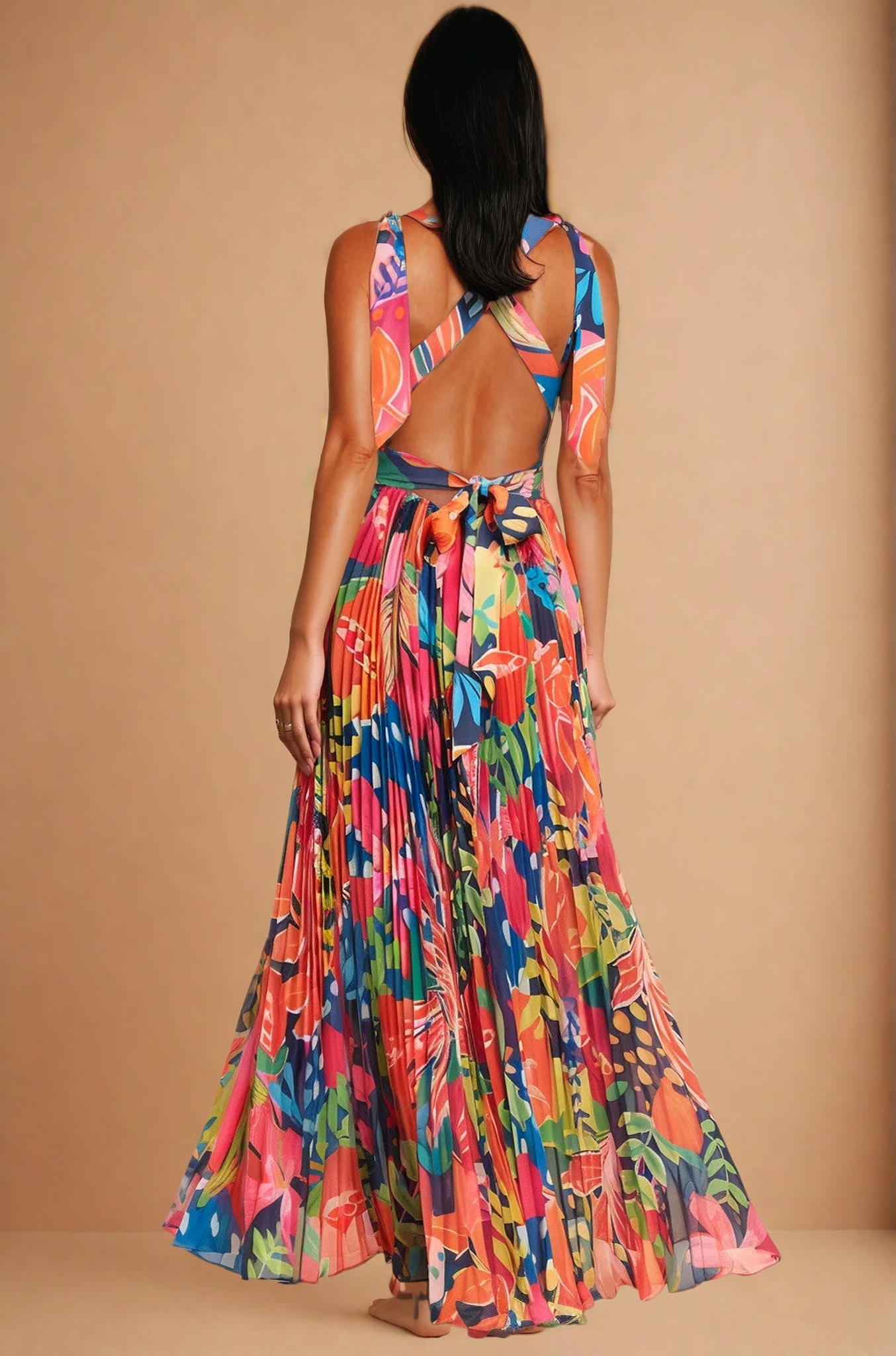 Adri Tropics Pleated Maxi