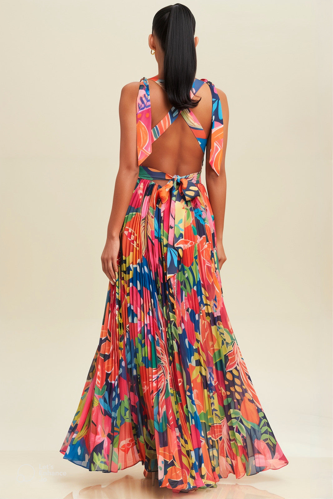 Adri Tropics Pleated Maxi