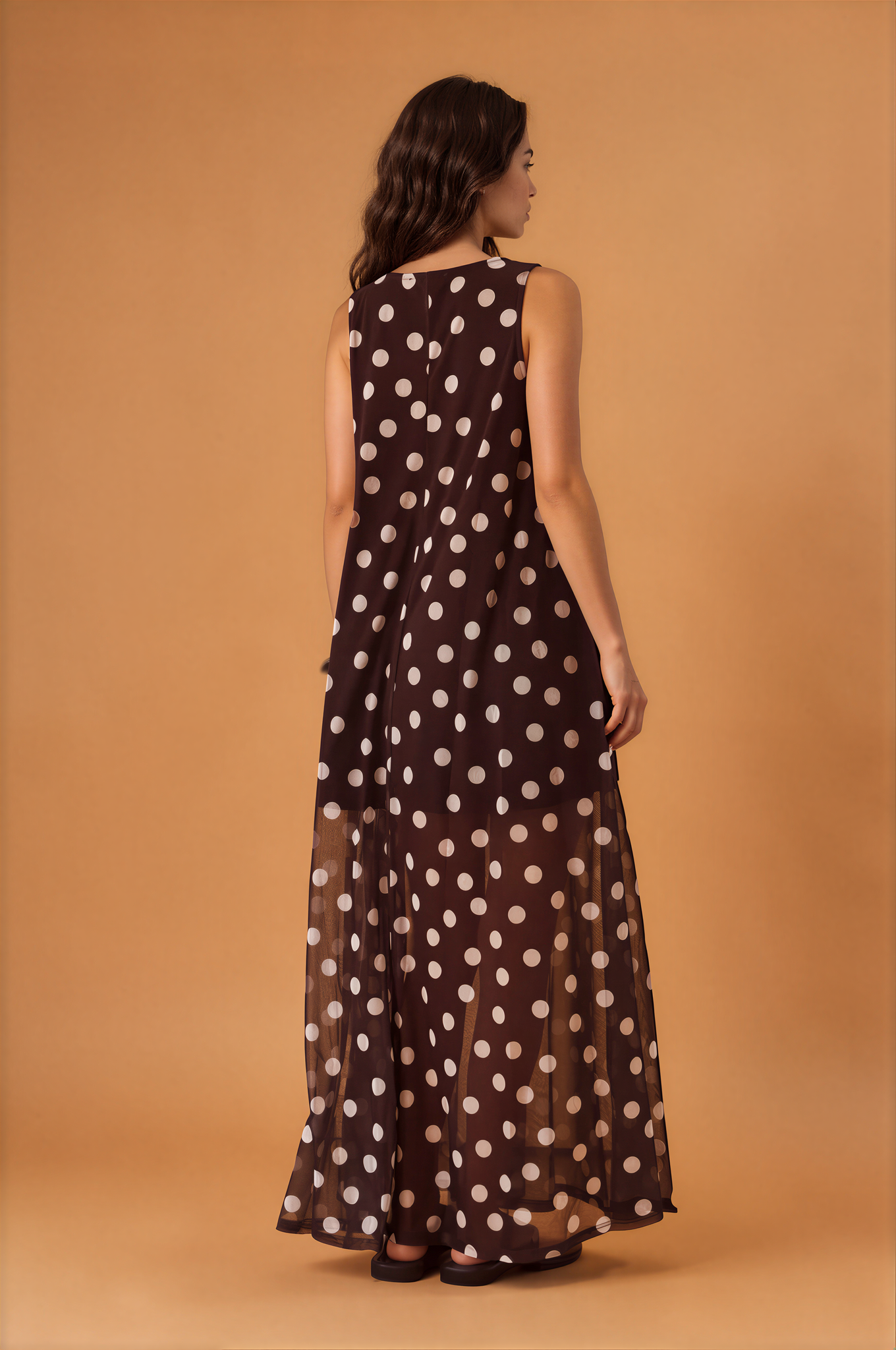 Mesh Polka Dot Maxi Dress