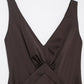 Chocolate Silk Satin Texture Maxi Dress