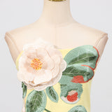 Three Dimensional Floral Sleeveless Tube Dress