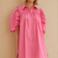 Stevie Puff Sleeve Shirt Dress - Pink