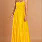 Britney Mustard Ruched Maxi Dress
