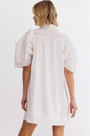 Stevie Puff Sleeve Shirt Dress - White