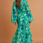 Teal Green Floral Maxi Dress