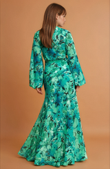 Teal Green Floral Maxi Dress