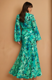 Teal Green Floral Maxi Dress