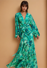 Teal Green Floral Maxi Dress