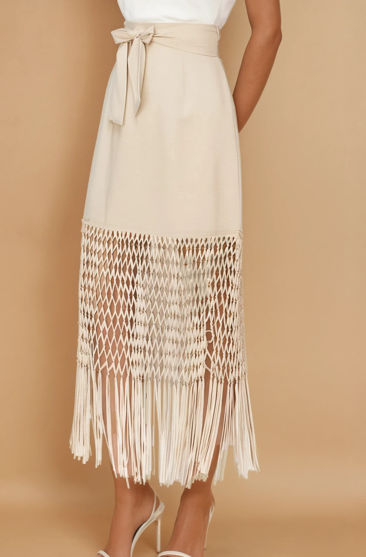 Soni Fringe Hem High Waist Skirt